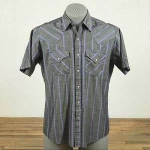 Vintage Striped Western Shirt Sz L Ely Cattleman